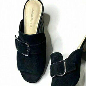 Marc Fisher Rima Suede Buckle Peep Toe Slide Mules‎ Summer Shoes Size 10M